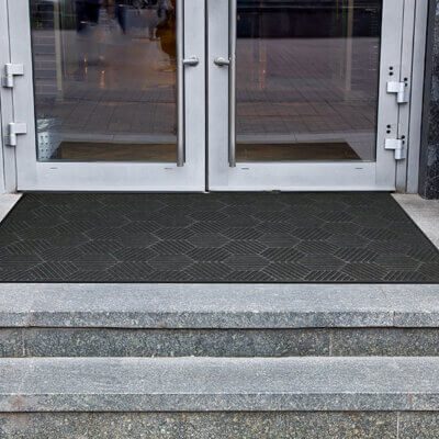 WaterHog Silver - in place outdoors front door 6 - graphite